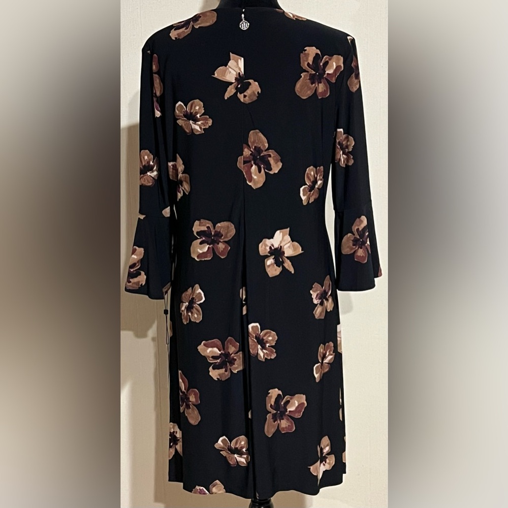 NWT Tommy Hilfiger Black Floral Long Sleeve Dress size 14 - Picture 3 of 8